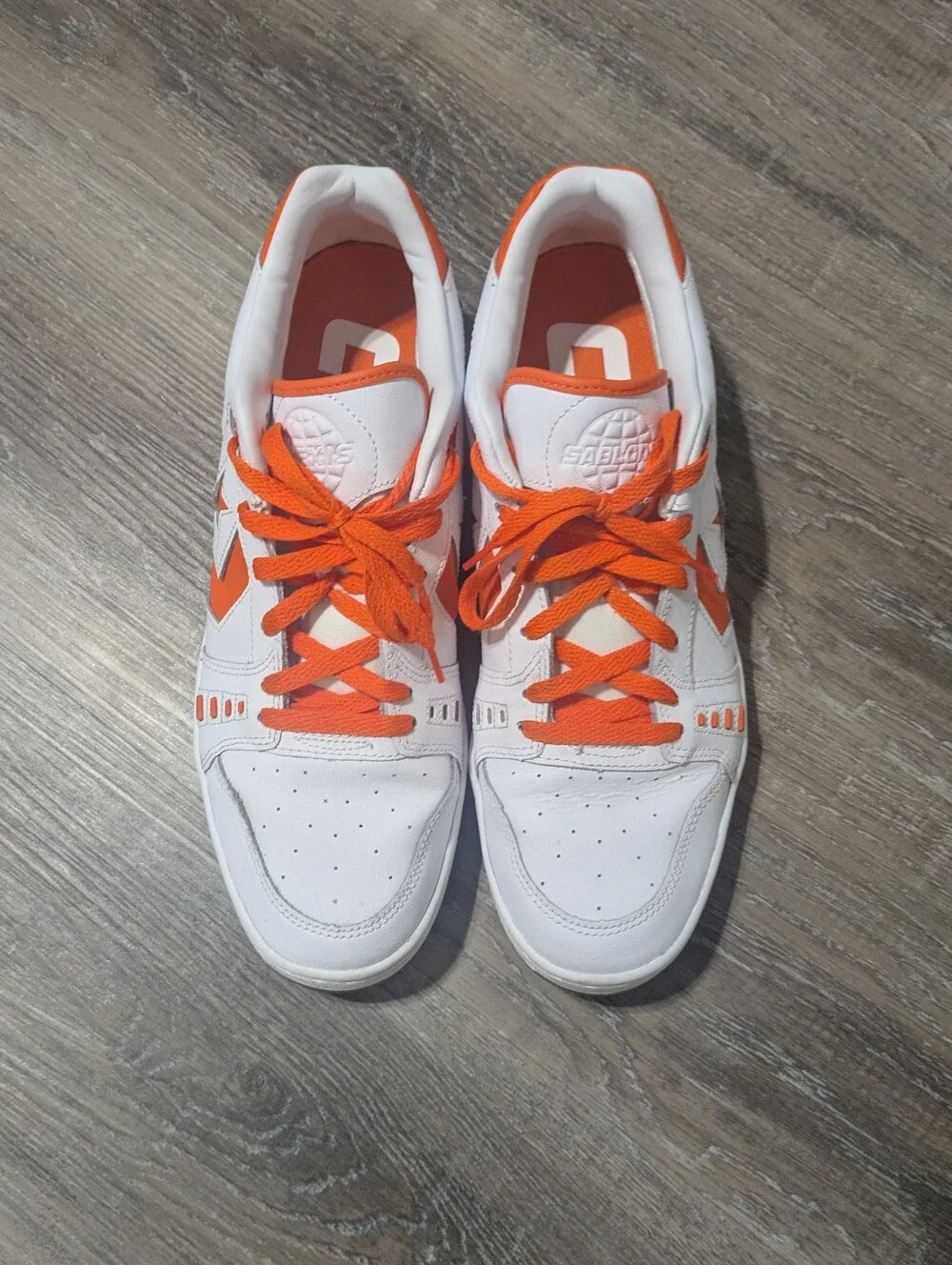 Men's Converse White and Orange Lace-Up Sneakers Size 11